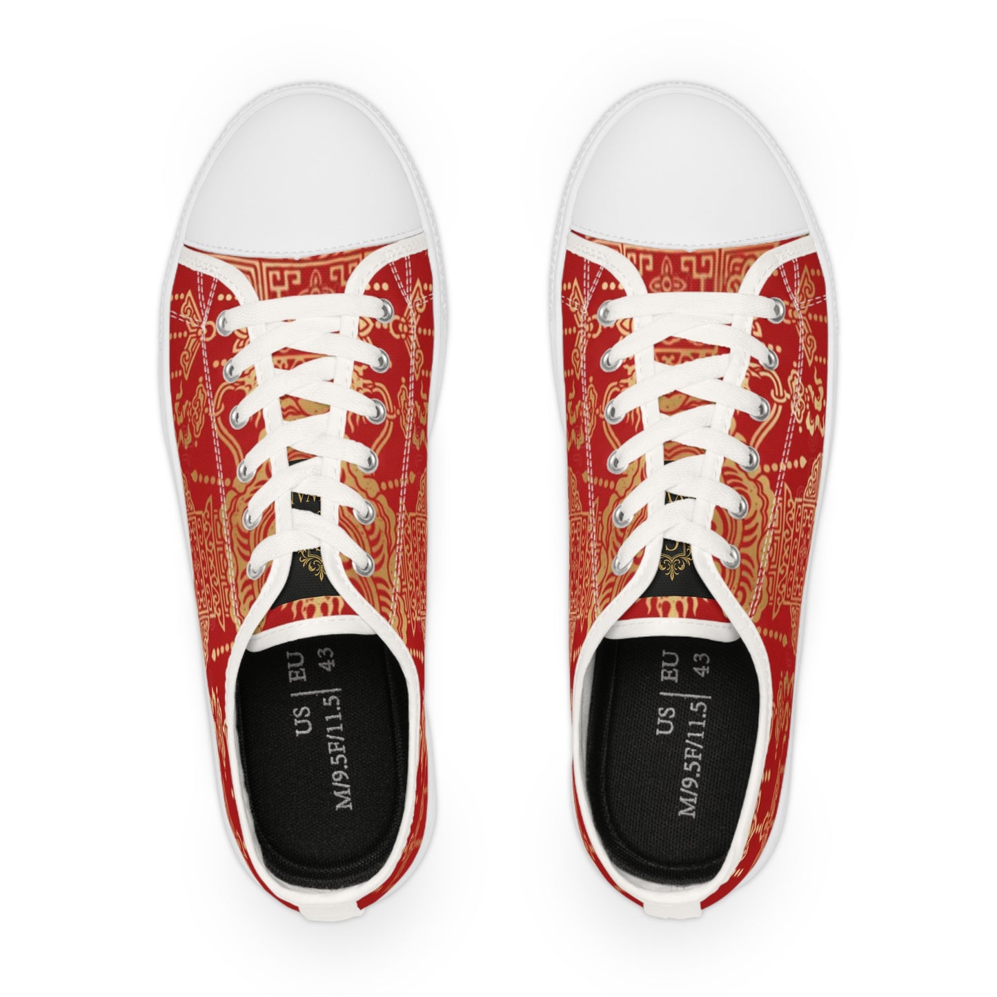 Festive Red Patterned Low Top Sneakers for Men