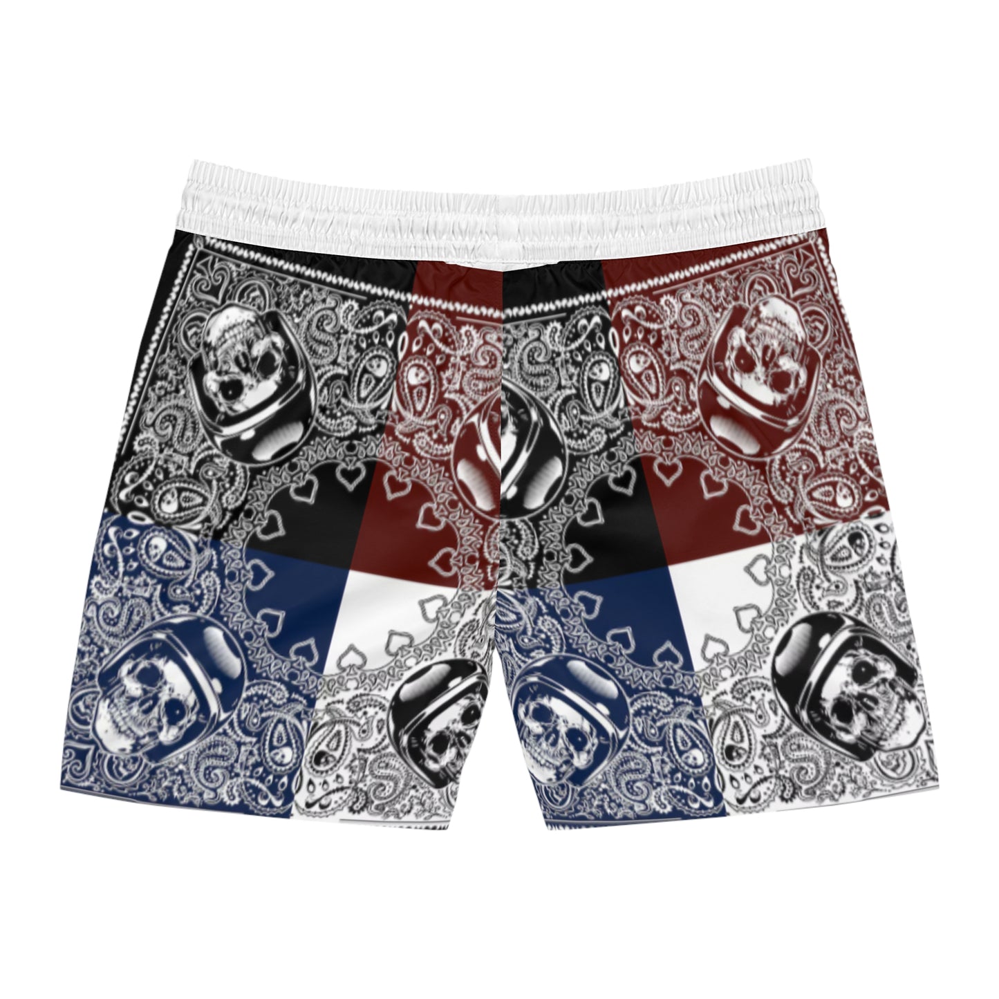Psychedelic Skull Print Swim Shorts for Men