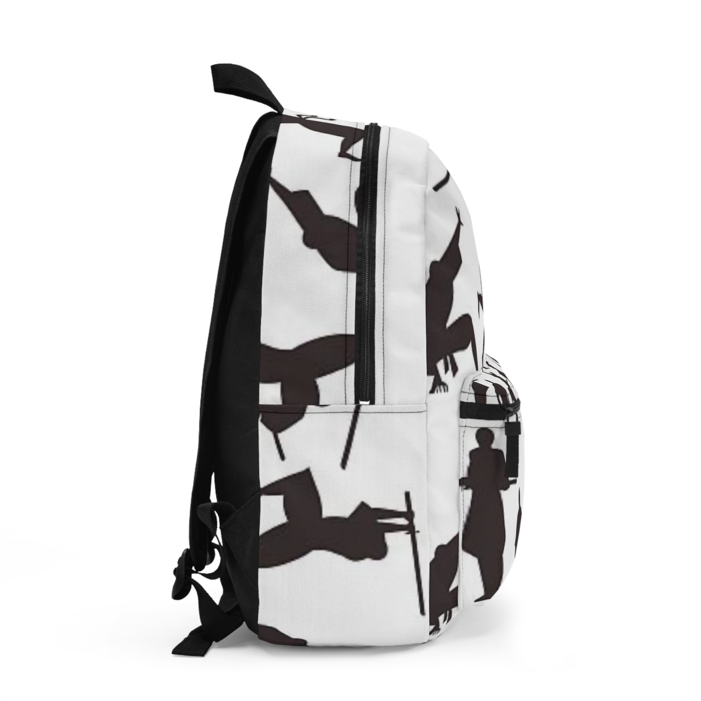 Ninja Silhouette Backpack — Black Samurai Action Pattern School Bag
