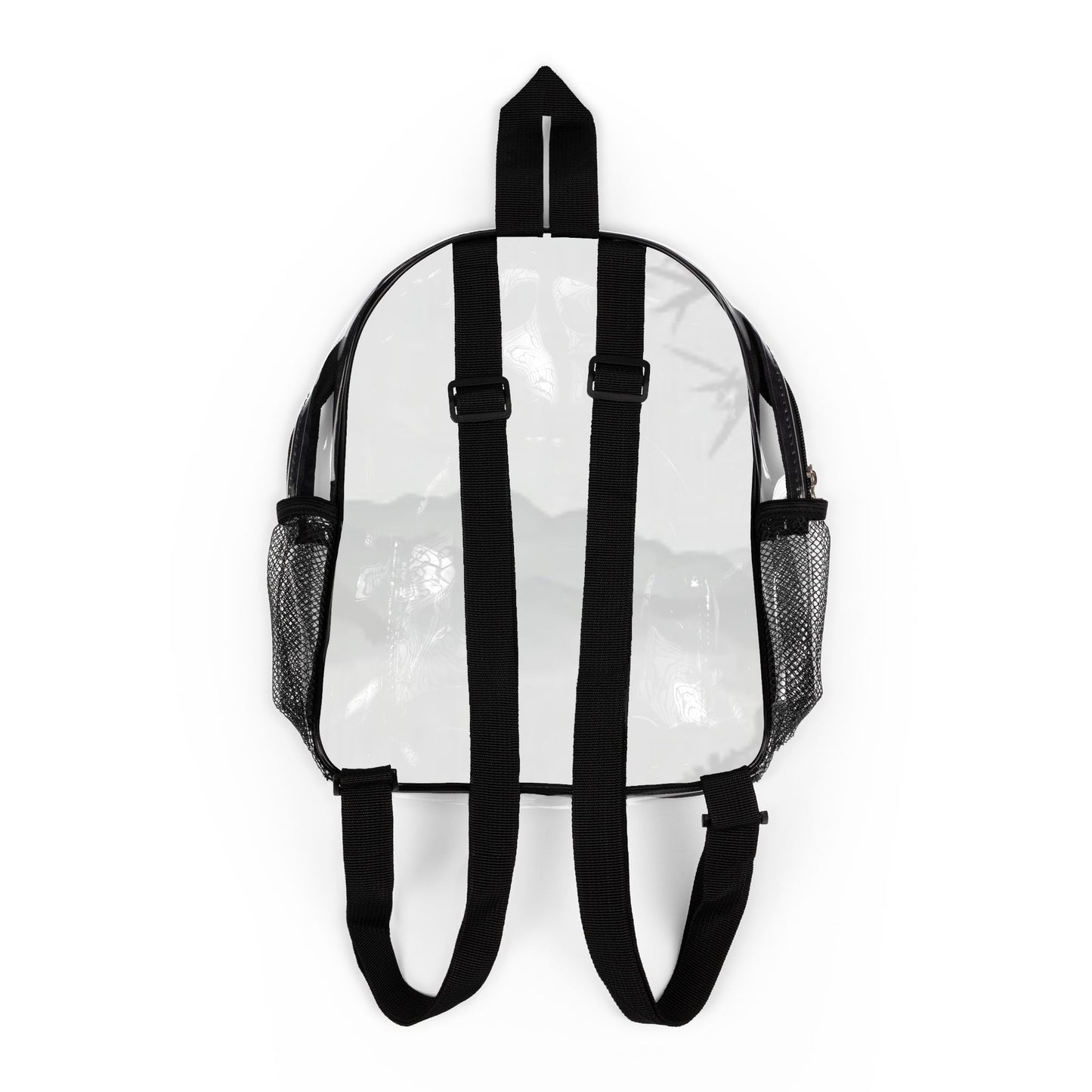 Clear Stadium Backpack — Transparent School & Event Bag with Bold Graphic Front Pocket