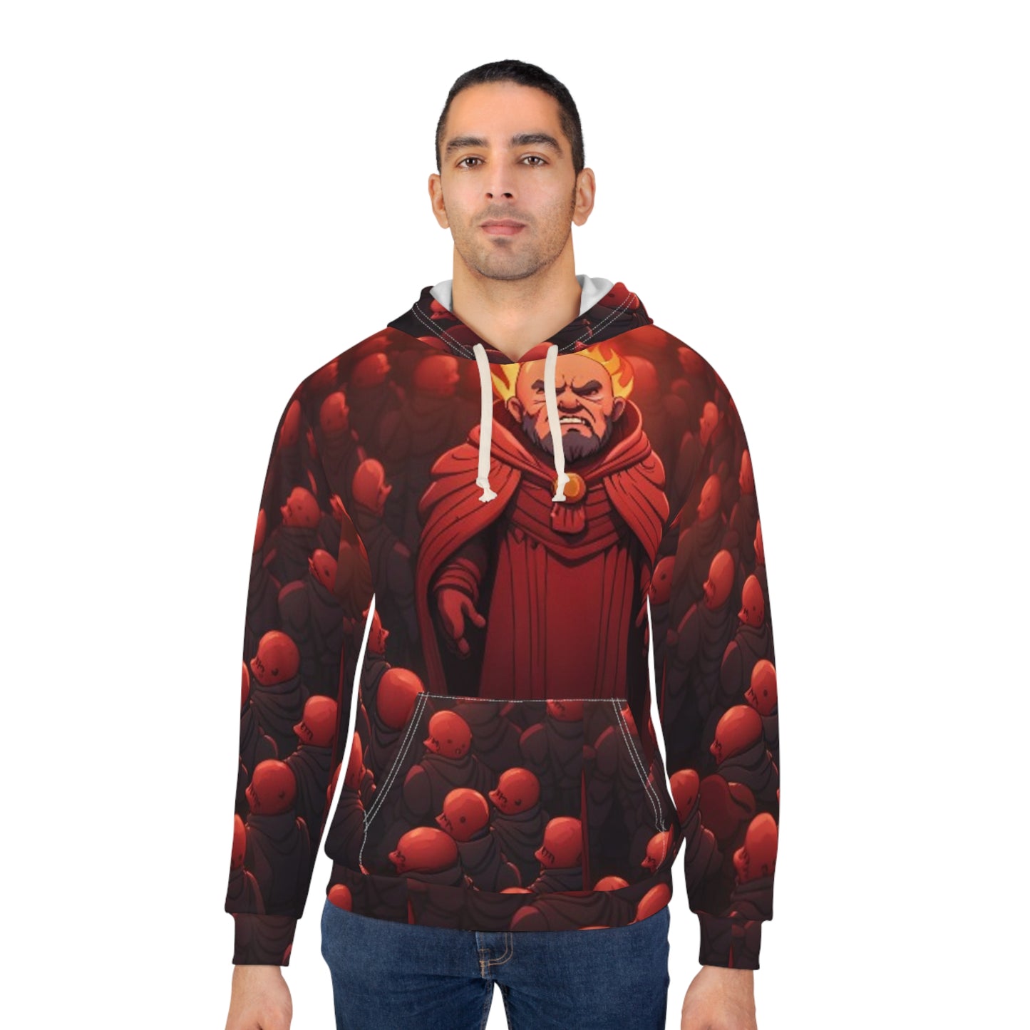 Monk of Many Lights Hoodie - Red AOP Pullover