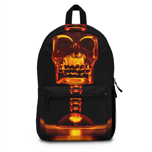 Glowing Skull Backpack — Gothic Amber Skull Laptop Bag