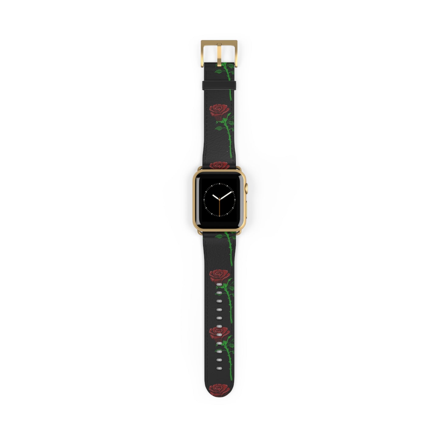 Rose Pattern Watch Band — Black Red Floral Apple Watch Strap
