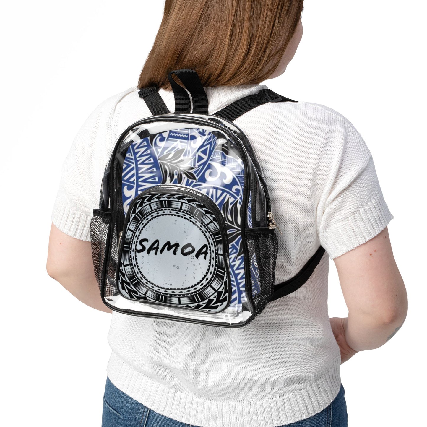 Clear Stadium Backpack — Samoa Tribal Print Clear School & Game Day Bag