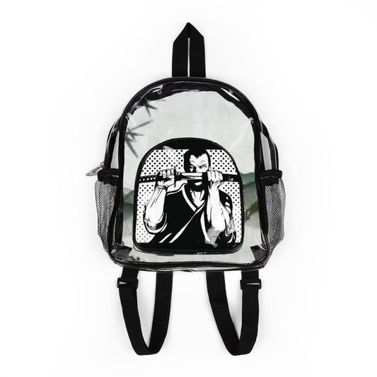 Clear Stadium Backpack — Transparent School & Event Bag with Bold Graphic Front Pocket