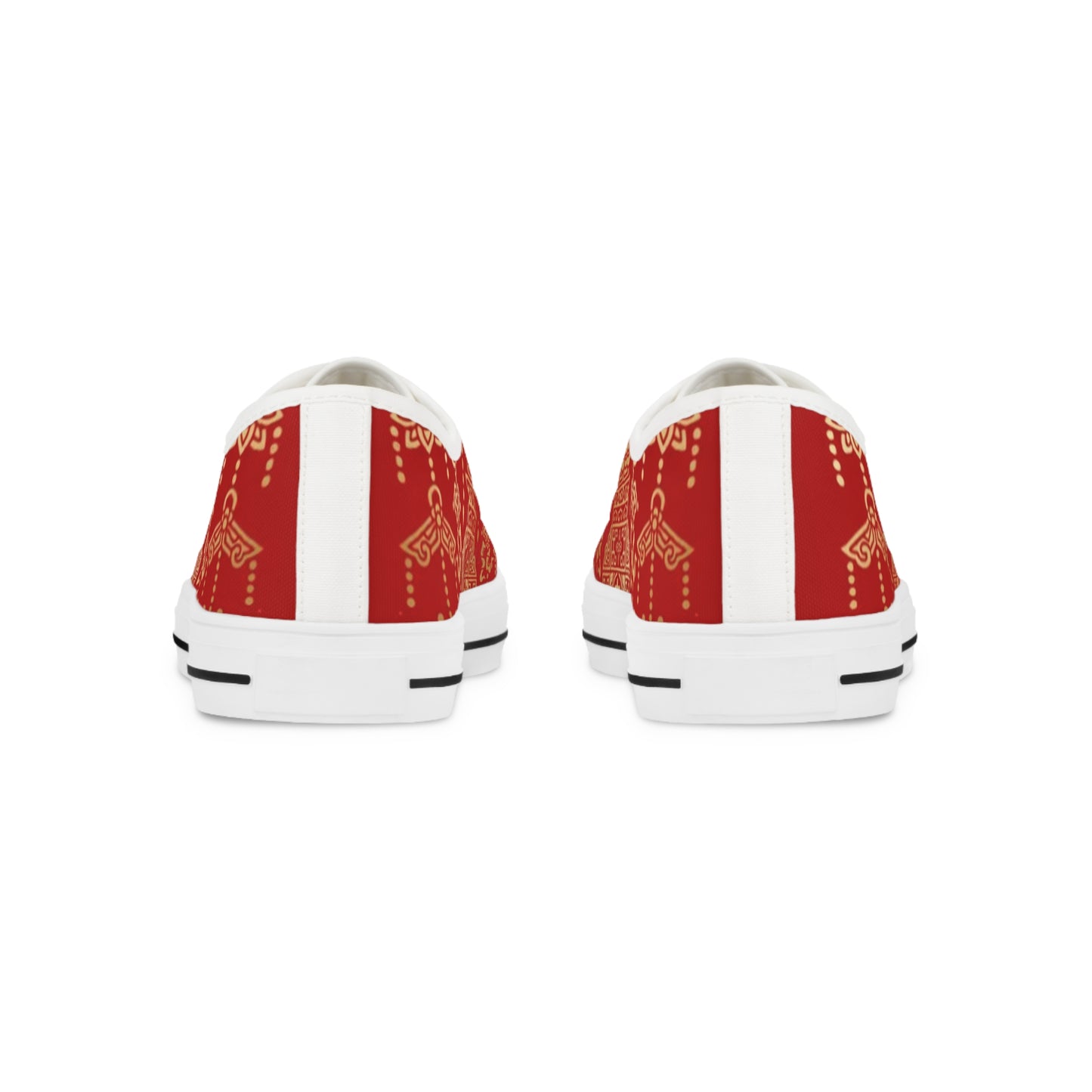 Festive Red Patterned Low Top Sneakers for Men