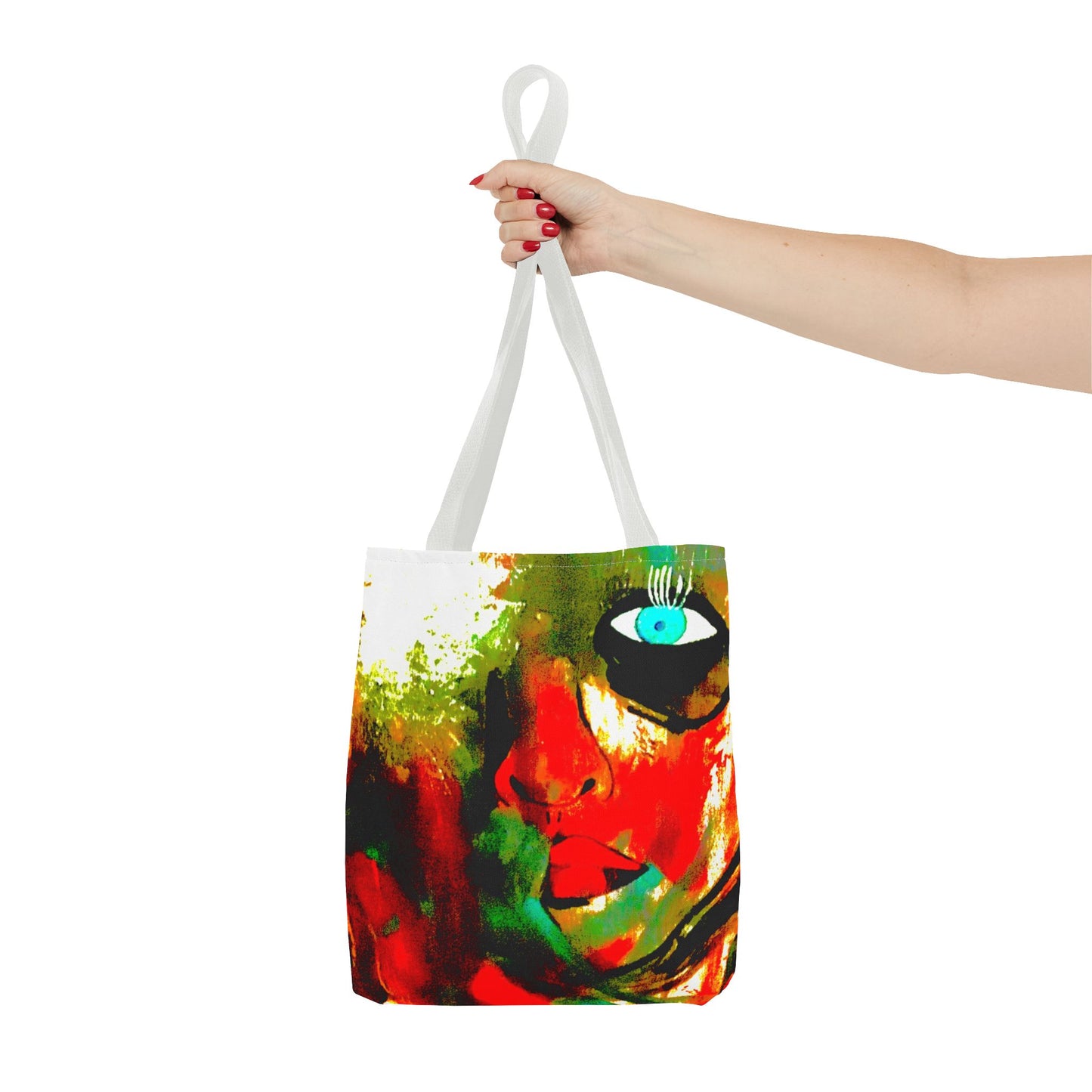 Abstract Face Art Tote Bag — Colorful Expressionist Portrait Design