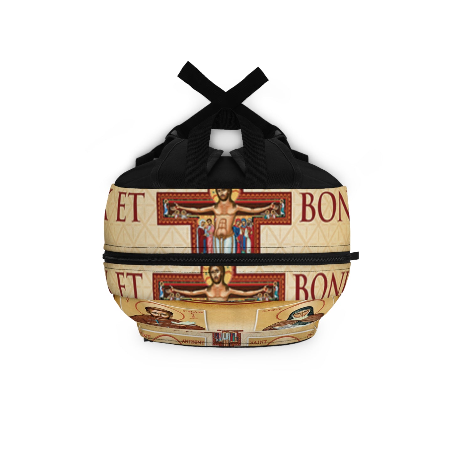 Religious Saint Icons Backpack — 'Pax et Bonum' Inspirational Daypack