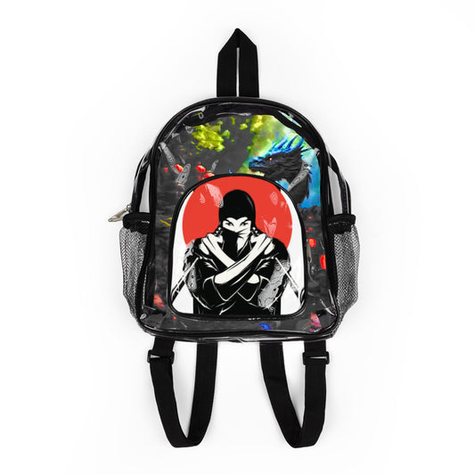Clear Stadium Backpack with Ninja Graphic – Transparent Game Day Bag