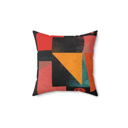 Colorful Geometric Faux Suede Pillow | Modern Home Decor, Accent Cushion, Unique Gift, Bohemian Style, Cozy Living Room