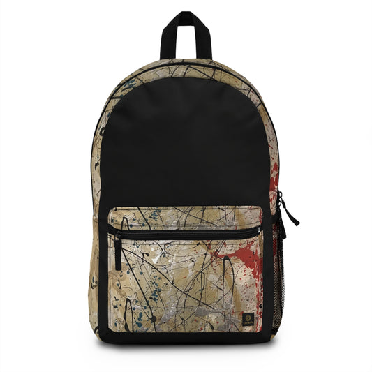 Abstract Paint-Splatter Backpack — Vintage Drip Art School Bag