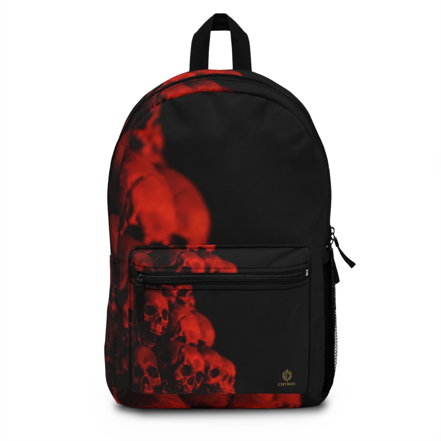 Backpack — Dark Red Skull Pattern Backpack, Gothic Halloween Daypack