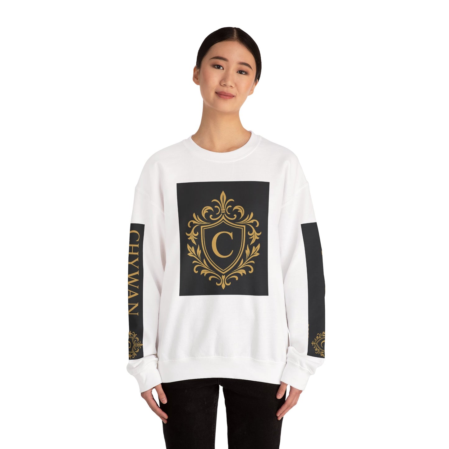 Monogram Crest Crewneck Sweatshirt — 'C' Chywan Gold Shield Design