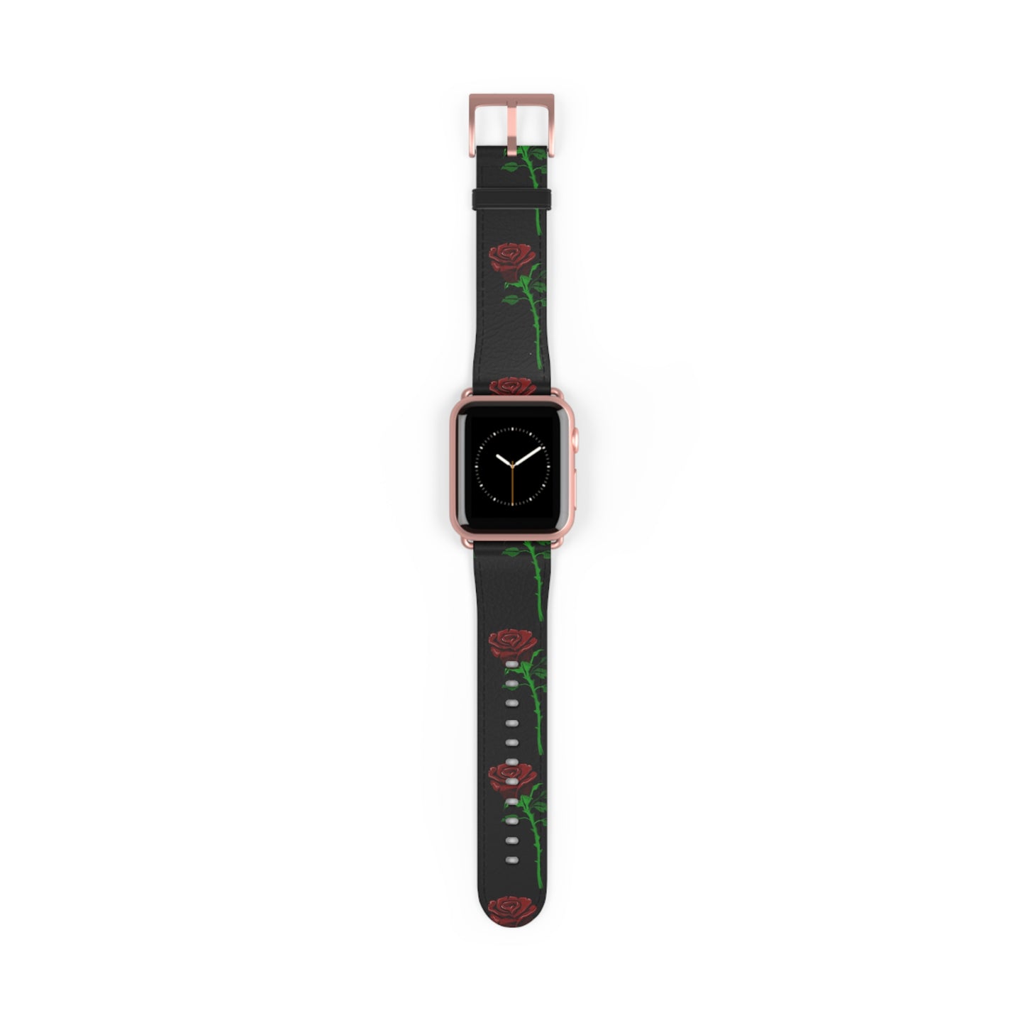 Rose Pattern Watch Band — Black Red Floral Apple Watch Strap
