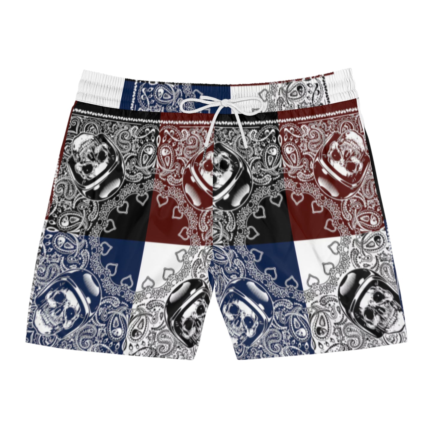 Psychedelic Skull Print Swim Shorts for Men