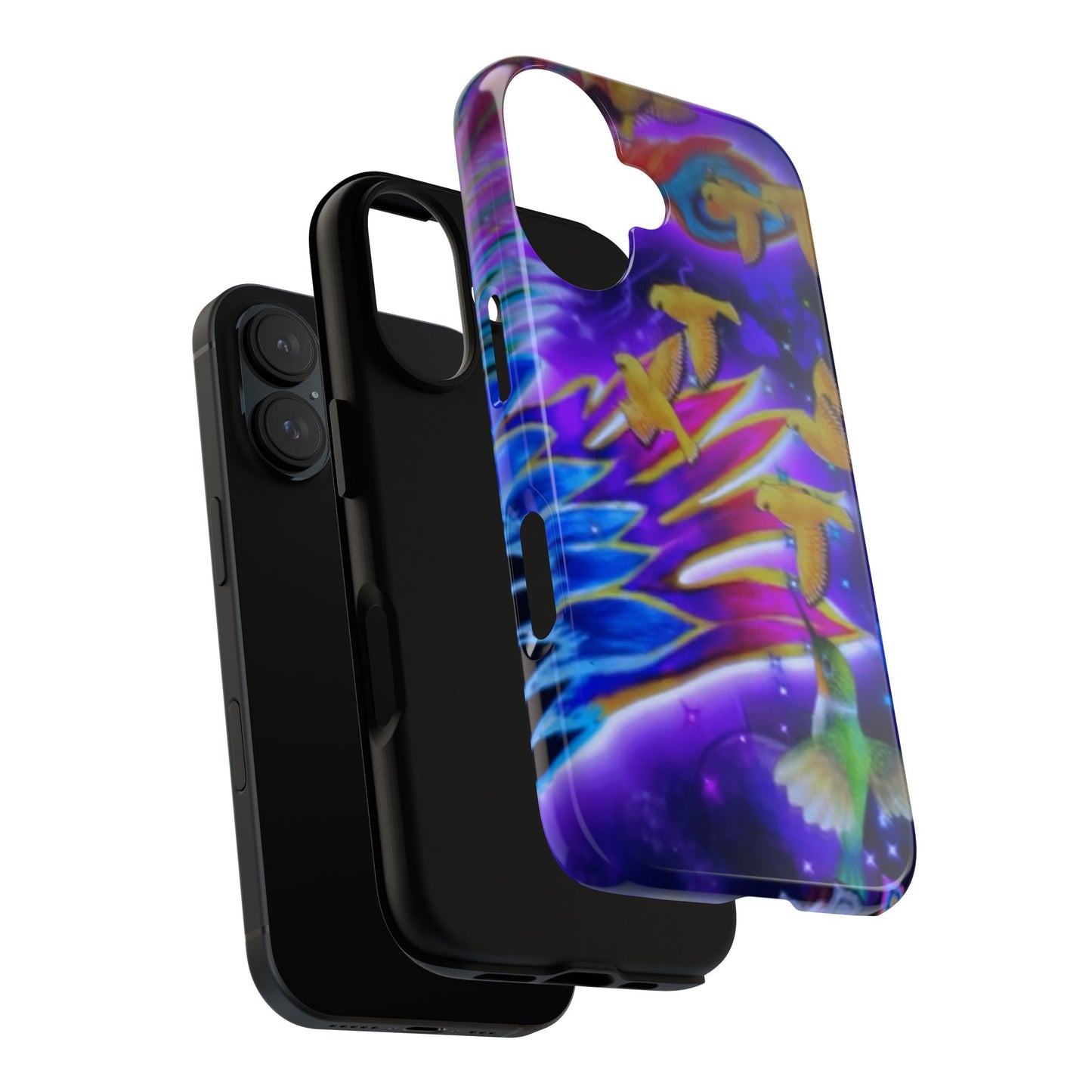 Vibrant Phone Case with Hummingbirds and Stars, Colorful Protective Case, Unique Gift for Nature Lovers, Trendy Tech Accessories, [...]
