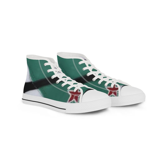 High Top Sneakers — Green Abstract Floral Men’s Shoes