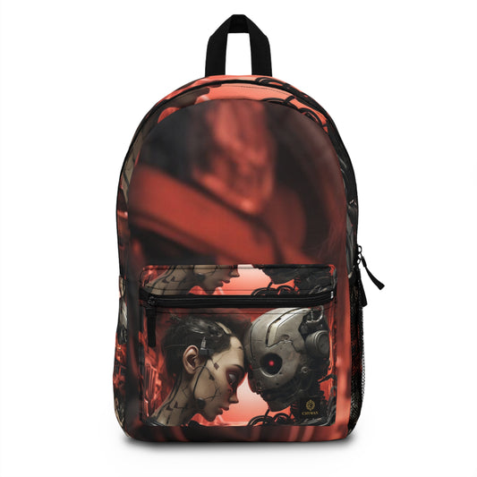 Cyberpunk Robot & Girl Backpack — Futuristic Sci‑Fi School Bag