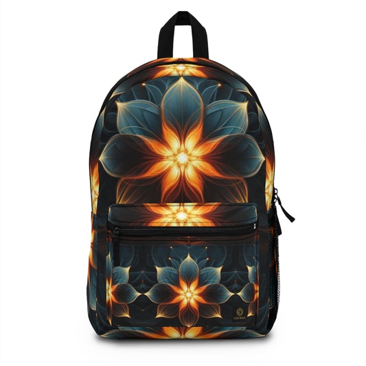 Floral Glow Backpack — Luminous Kaleidoscope Flower Print