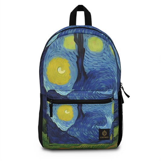 Starry Night Art Backpack — Van Gogh Inspired Swirl Print School Bag
