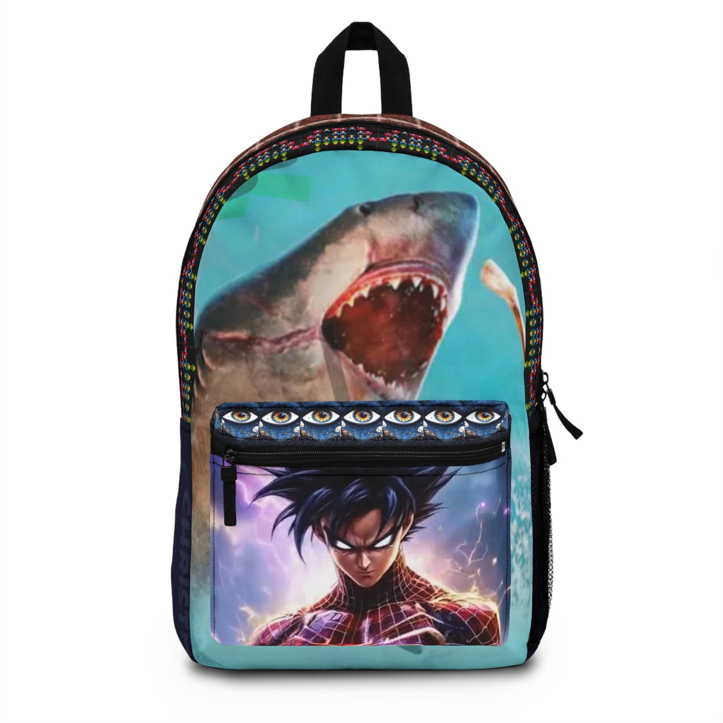 Shark & Superhero Graphic Backpack — Vibrant Anime-Style School Bag