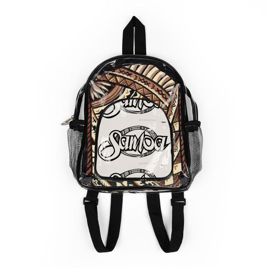Clear Stadium Backpack with Tribal Print Insert — See-Through Security Tote for Games & Events