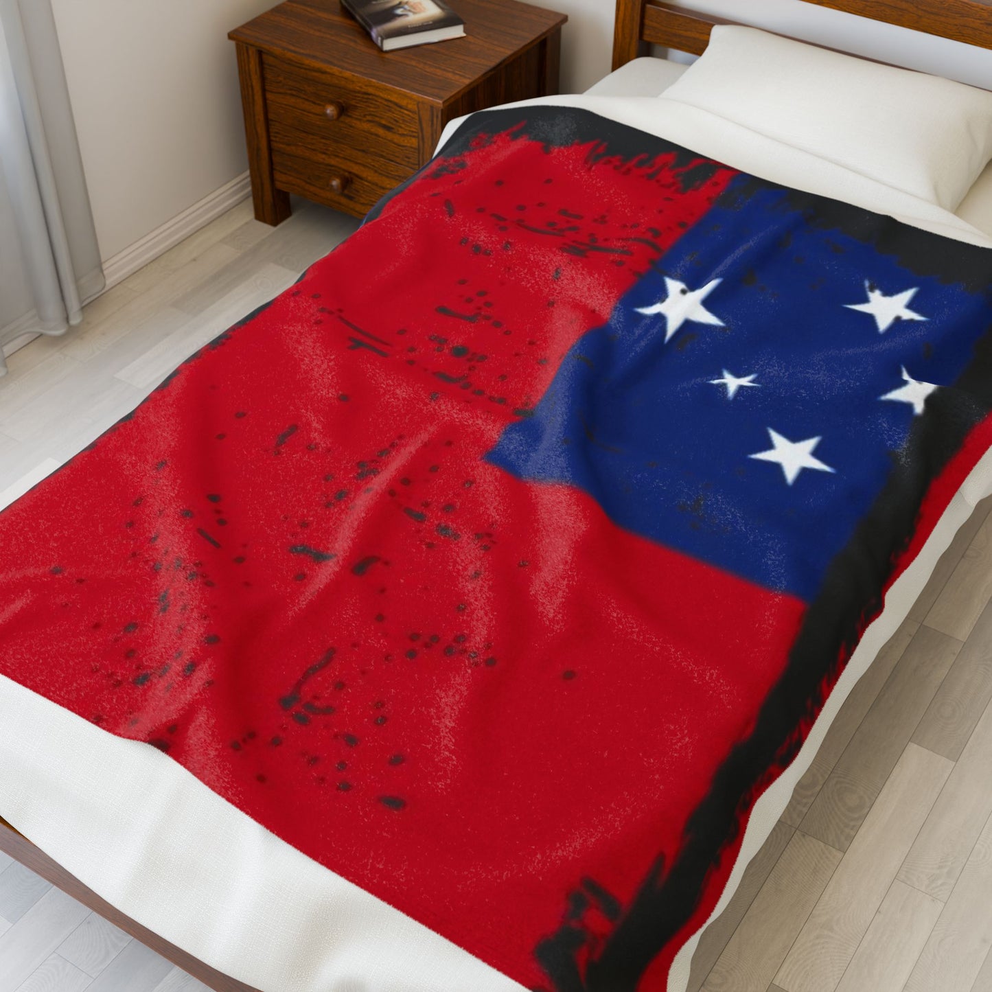 Patriotic Red Flag Velveteen Plush Blanket