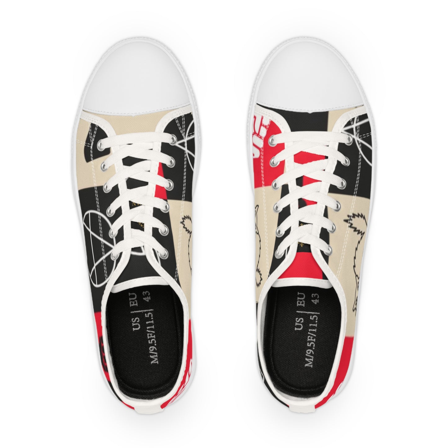 Trendy Men's Low Top Sneakers with Chic Cat Design
