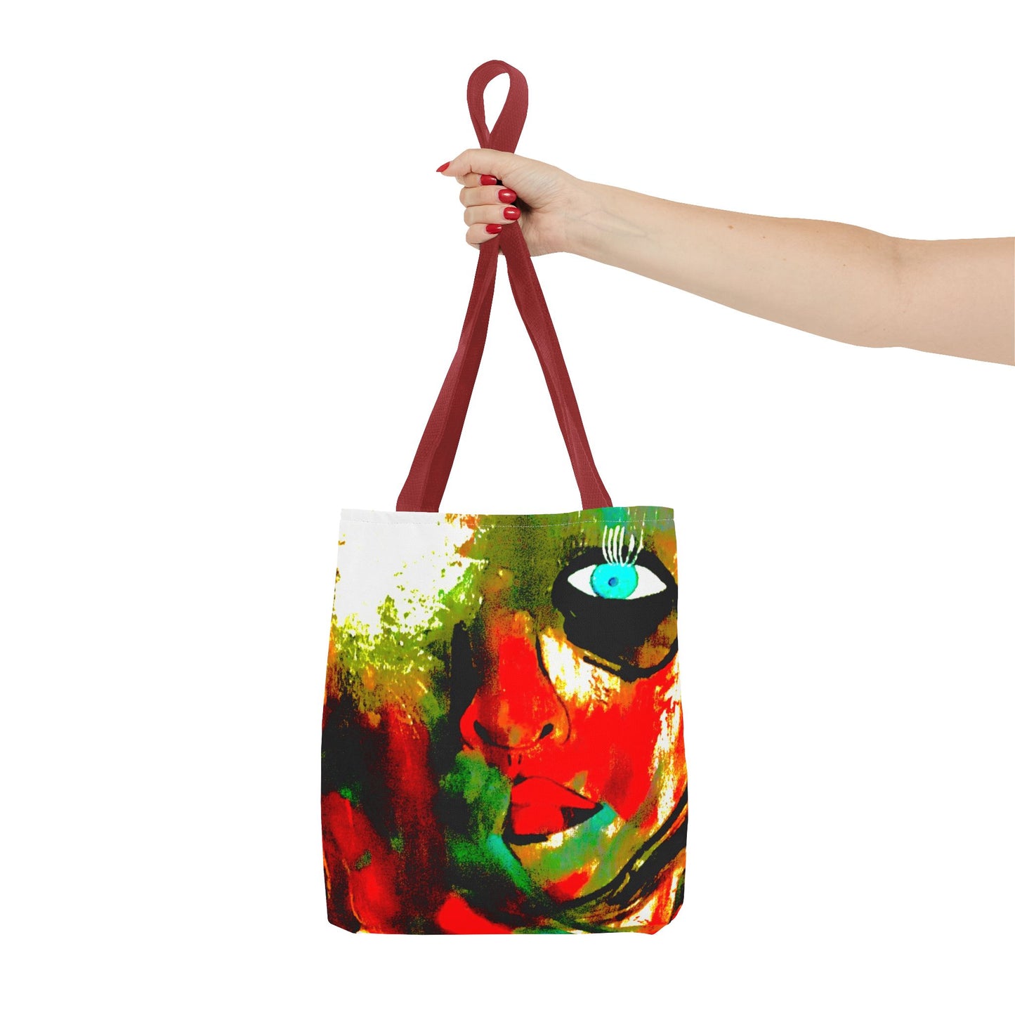 Abstract Face Art Tote Bag — Colorful Expressionist Portrait Design