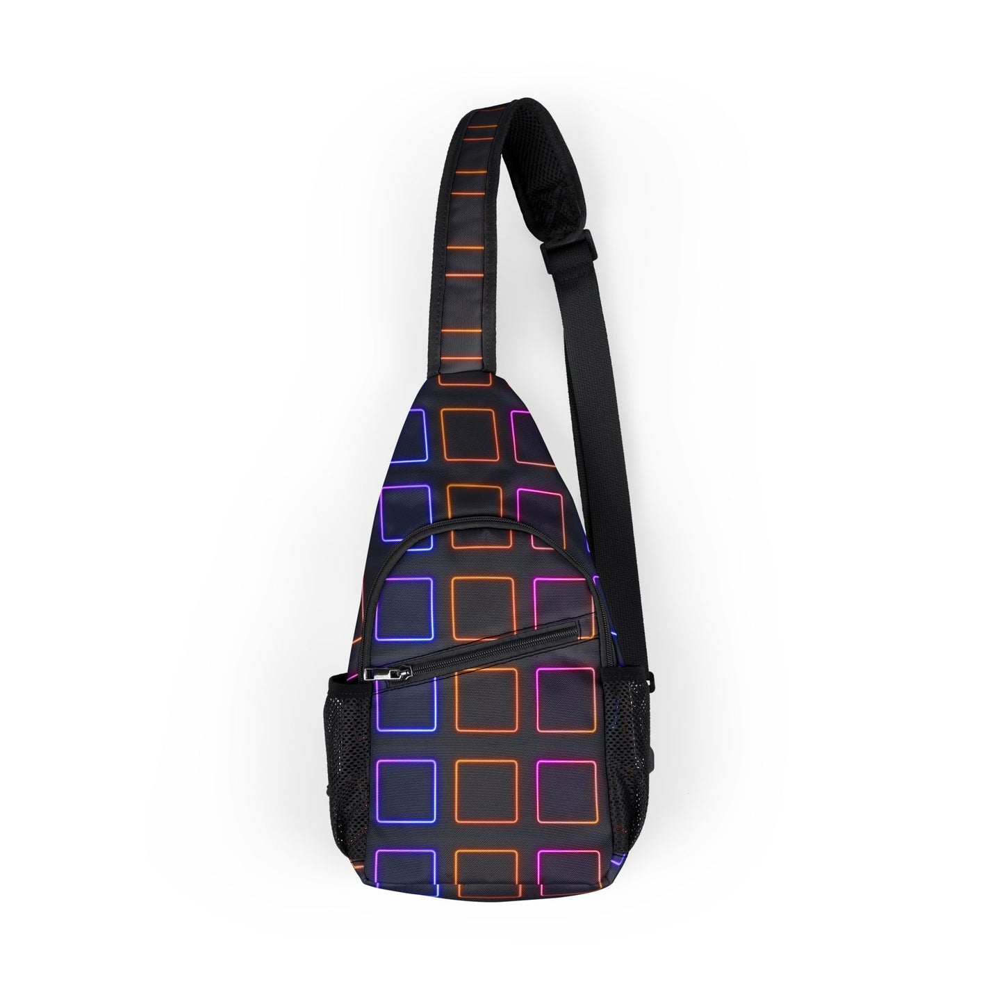 Neon Grid Chest Bag — Retro Geometric Sling Pack