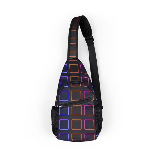 Neon Grid Chest Bag — Retro Geometric Sling Pack
