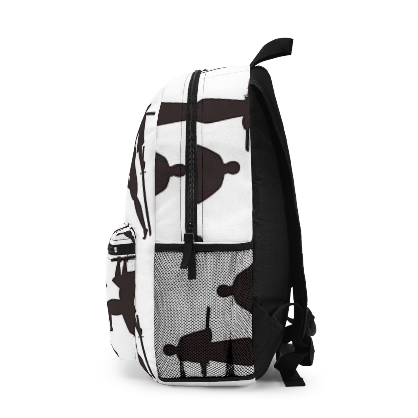 Ninja Silhouette Backpack — Black Samurai Action Pattern School Bag