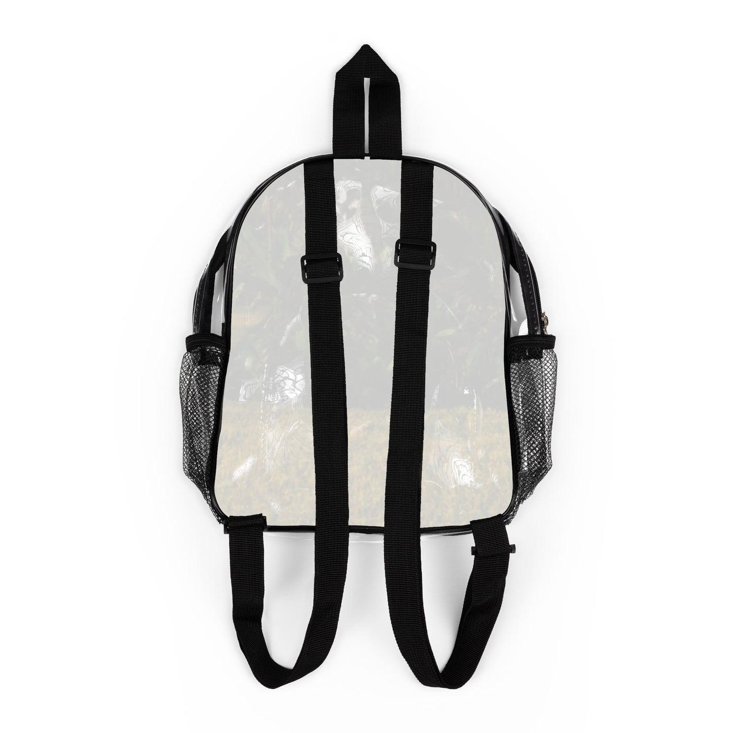 Clear Stadium Backpack with Fire Hoop Photo Print — Transparent Festival School Bag
