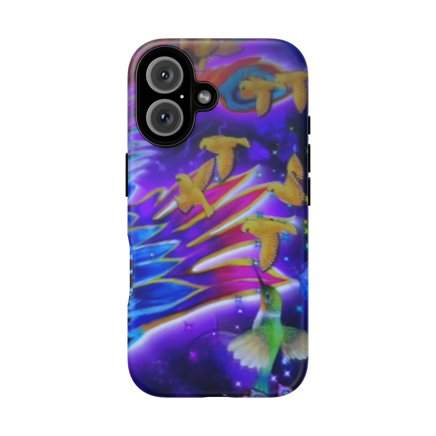Vibrant Phone Case with Hummingbirds and Stars, Colorful Protective Case, Unique Gift for Nature Lovers, Trendy Tech Accessories, [...]