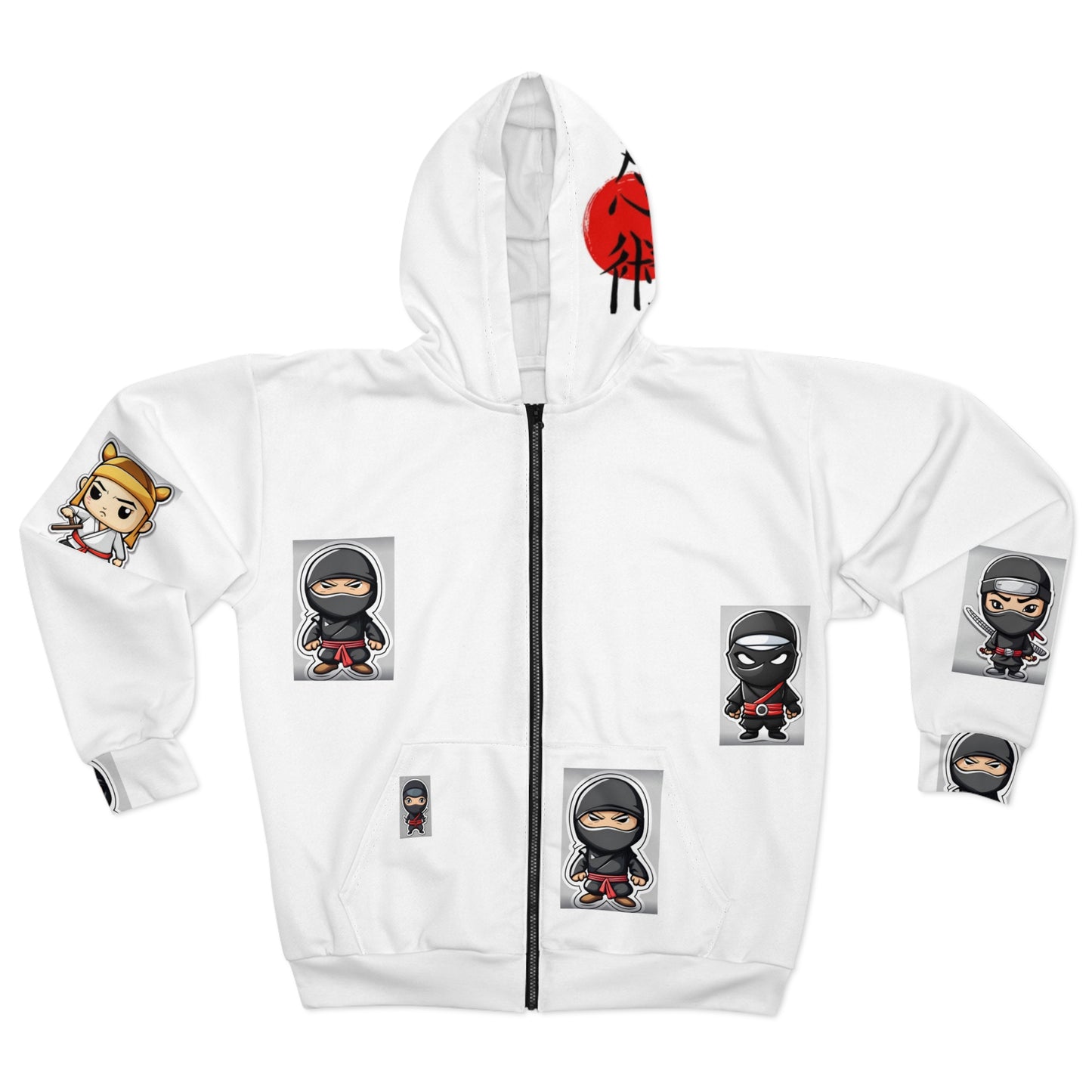 Ninja Characters Zip Hoodie — Cute Chibi Ninjas All-Over Print