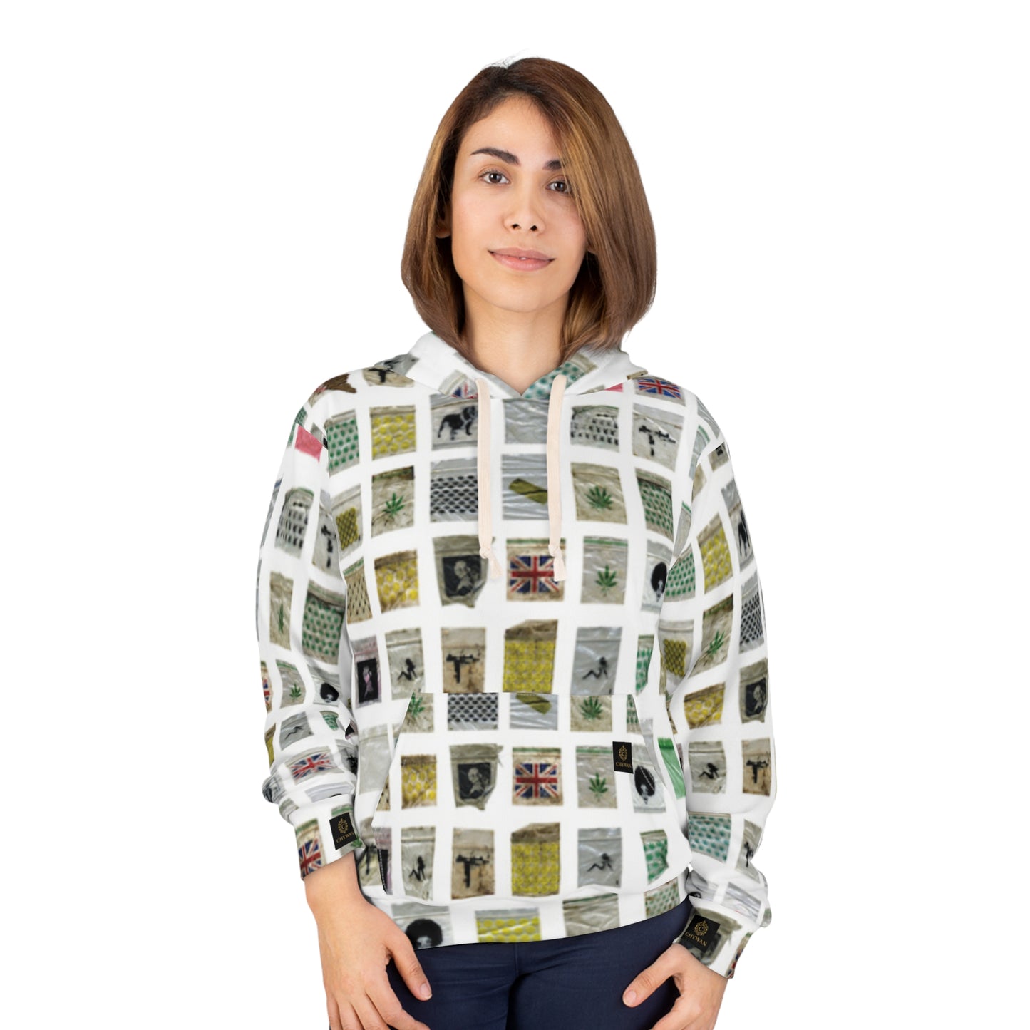All-Over Print Hoodie — Vintage Polaroid Photo Grid Design