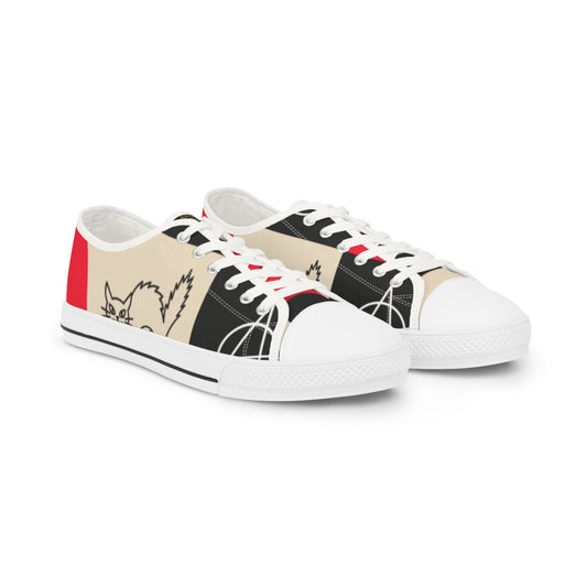 Trendy Men's Low Top Sneakers with Chic Cat Design