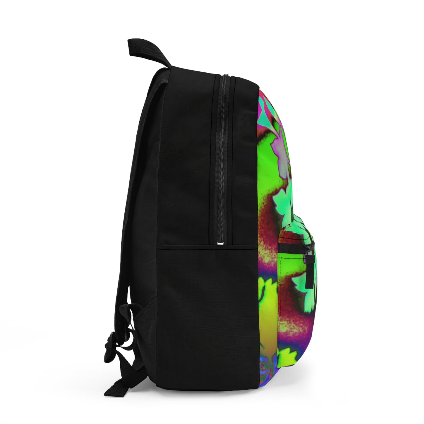 Neon Floral Backpack — Psychedelic Green Flower Daypack
