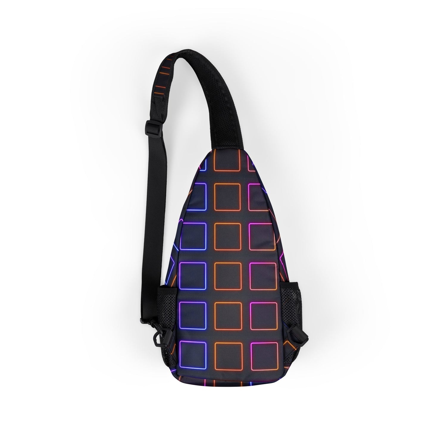 Neon Grid Chest Bag — Retro Geometric Sling Pack