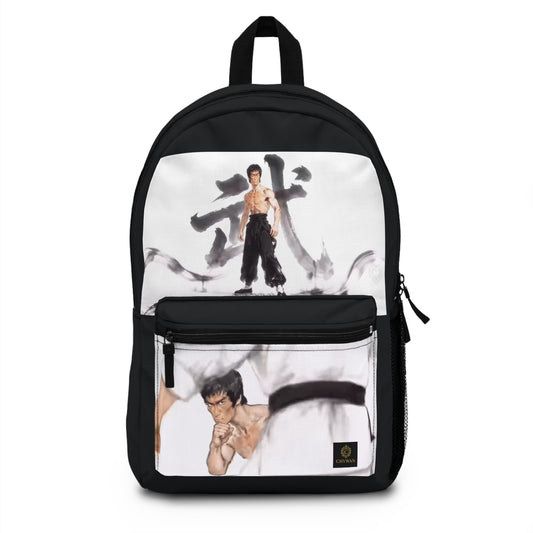 Martial Arts Backpack — Asian Ink Fighter Print School Bag
