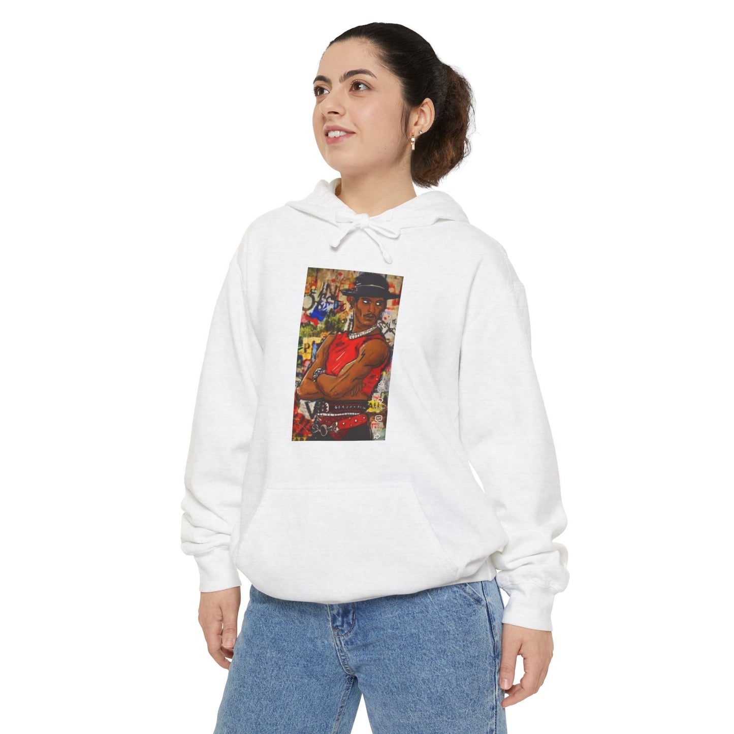 Retro Urban Portrait Hoodie — Colorful Street Art Graphic