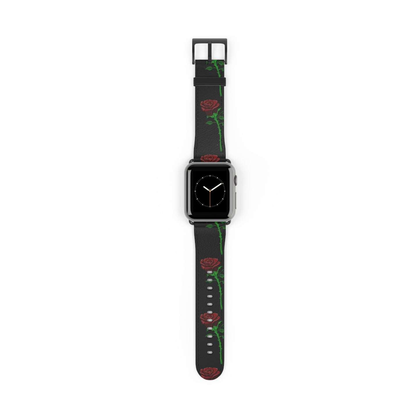 Rose Pattern Watch Band — Black Red Floral Apple Watch Strap