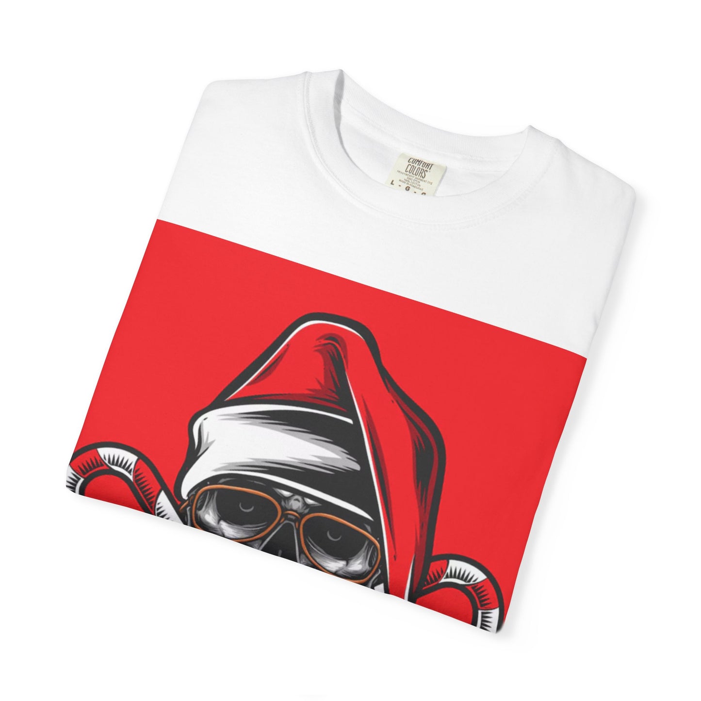 Santa Skull T-Shirt — Bearded Skull with Candy Canes Christmas Tee