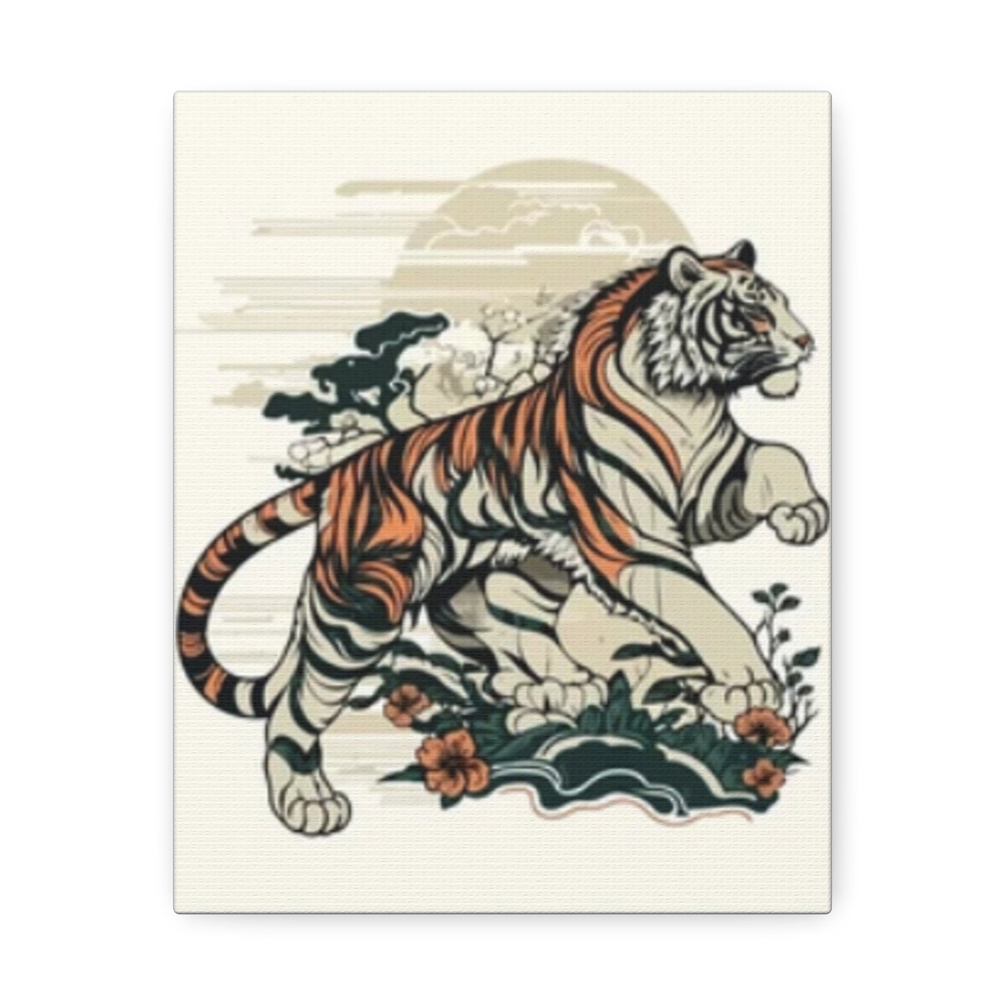 Roaring Tiger Stretched Canvas Art - Home Decor, Wall Art, Nature Lover Gift, Animal Themed Decoration, Bold Tiger Print