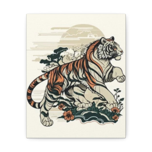 Roaring Tiger Stretched Canvas Art - Home Decor, Wall Art, Nature Lover Gift, Animal Themed Decoration, Bold Tiger Print