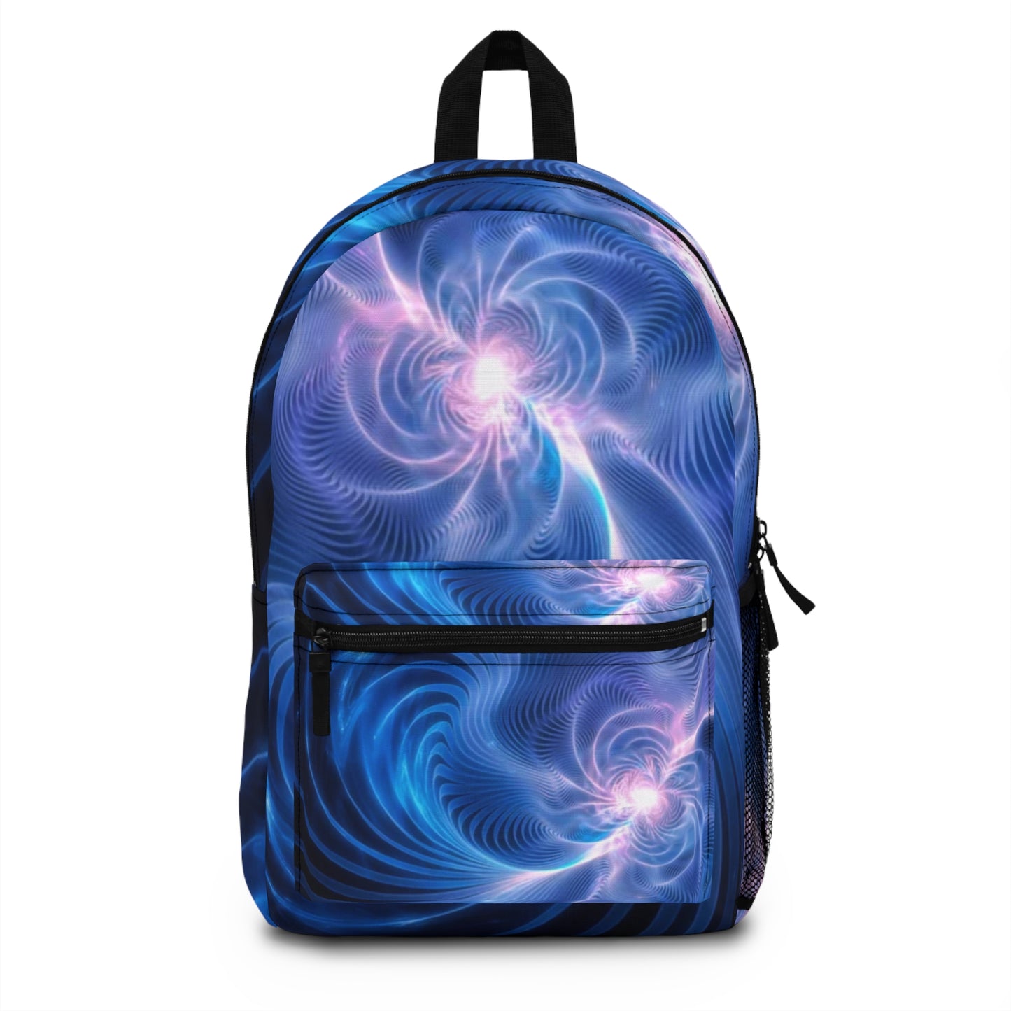 Blue Cosmic Swirl Backpack — Abstract Galaxy Print School & Travel Bag