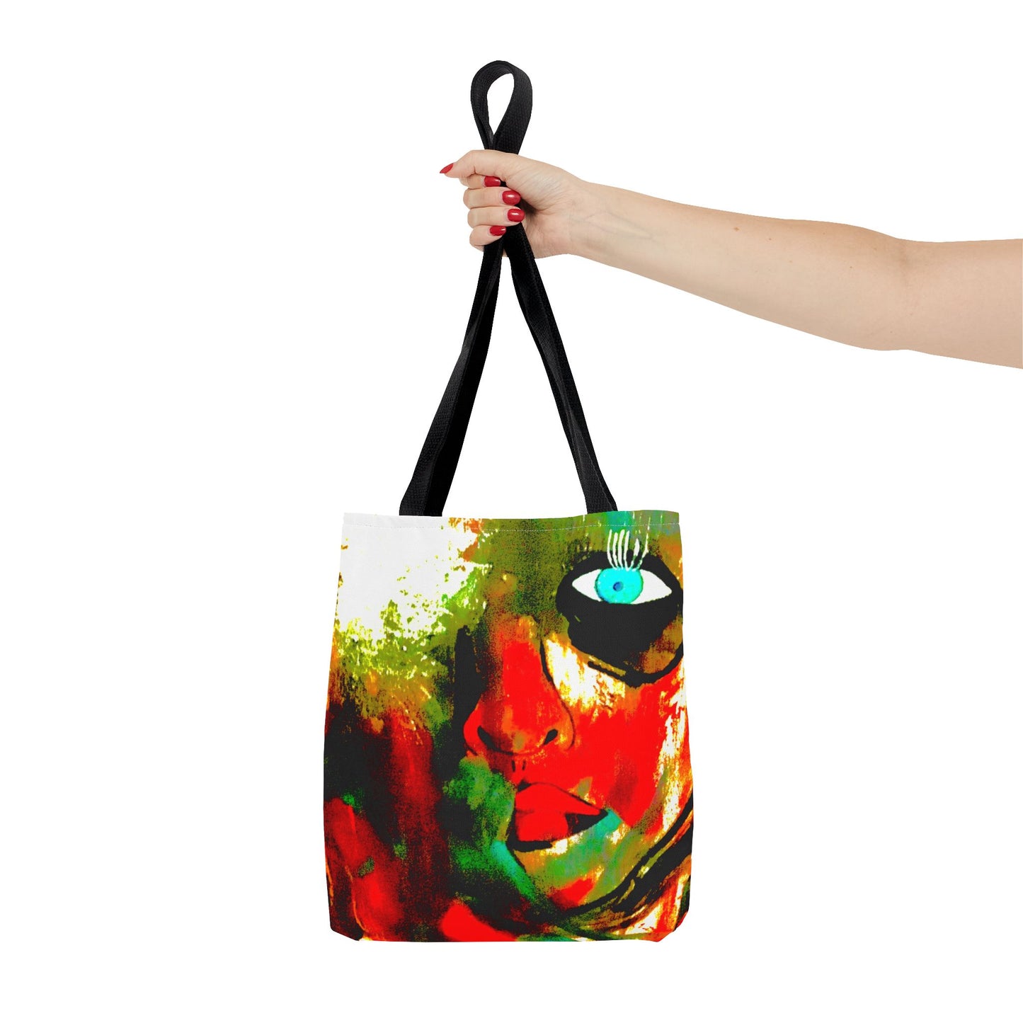 Abstract Face Art Tote Bag — Colorful Expressionist Portrait Design