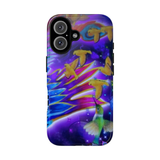 Vibrant Phone Case with Hummingbirds and Stars, Colorful Protective Case, Unique Gift for Nature Lovers, Trendy Tech Accessories, [...]