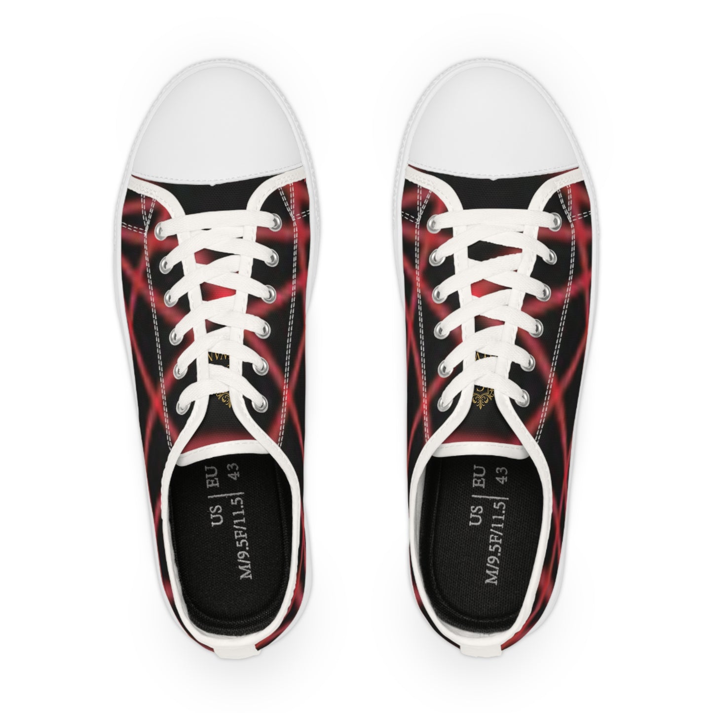 Stylish Men's Low Top Sneakers with Red Plaid Design