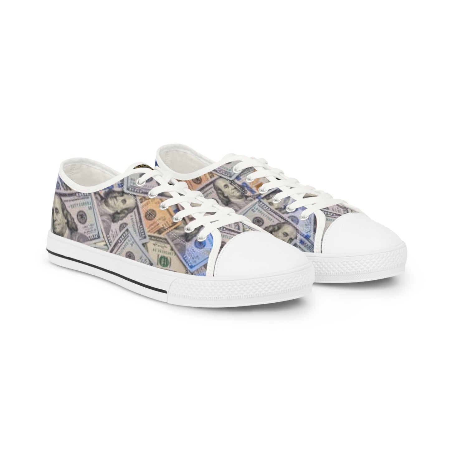 Cash Flow Men's Low Top Sneakers - Unique Money Print Casual Shoes